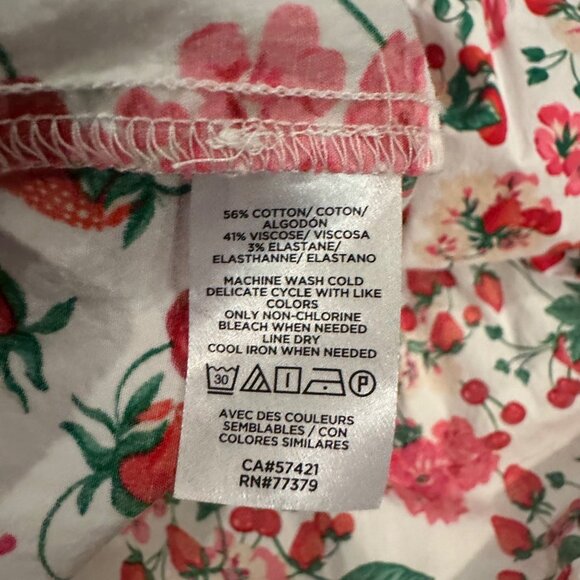 ANN TAYLOR WOMENS LARGE STRAWBERRY LARGE RED & WHITE SHIRT BLOUSE - Picture 3 of 10